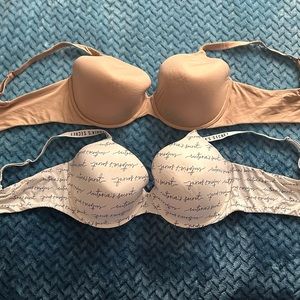 Bundle 2 Victoria’s Secret bras 40DD/E white/black nude perfect coverage & demi